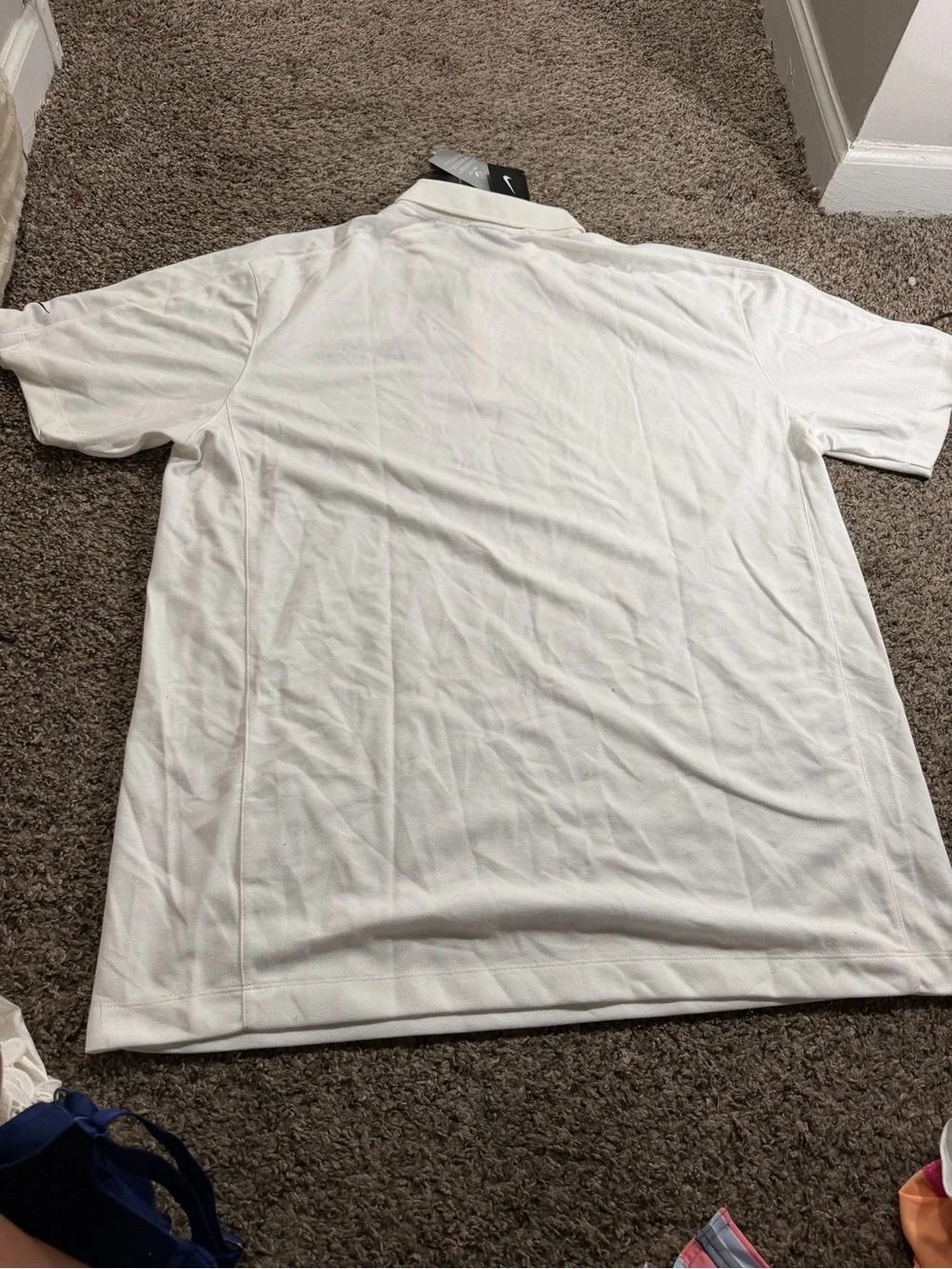Nike White Men's Polo with Subtle Embroidered Chest Logo